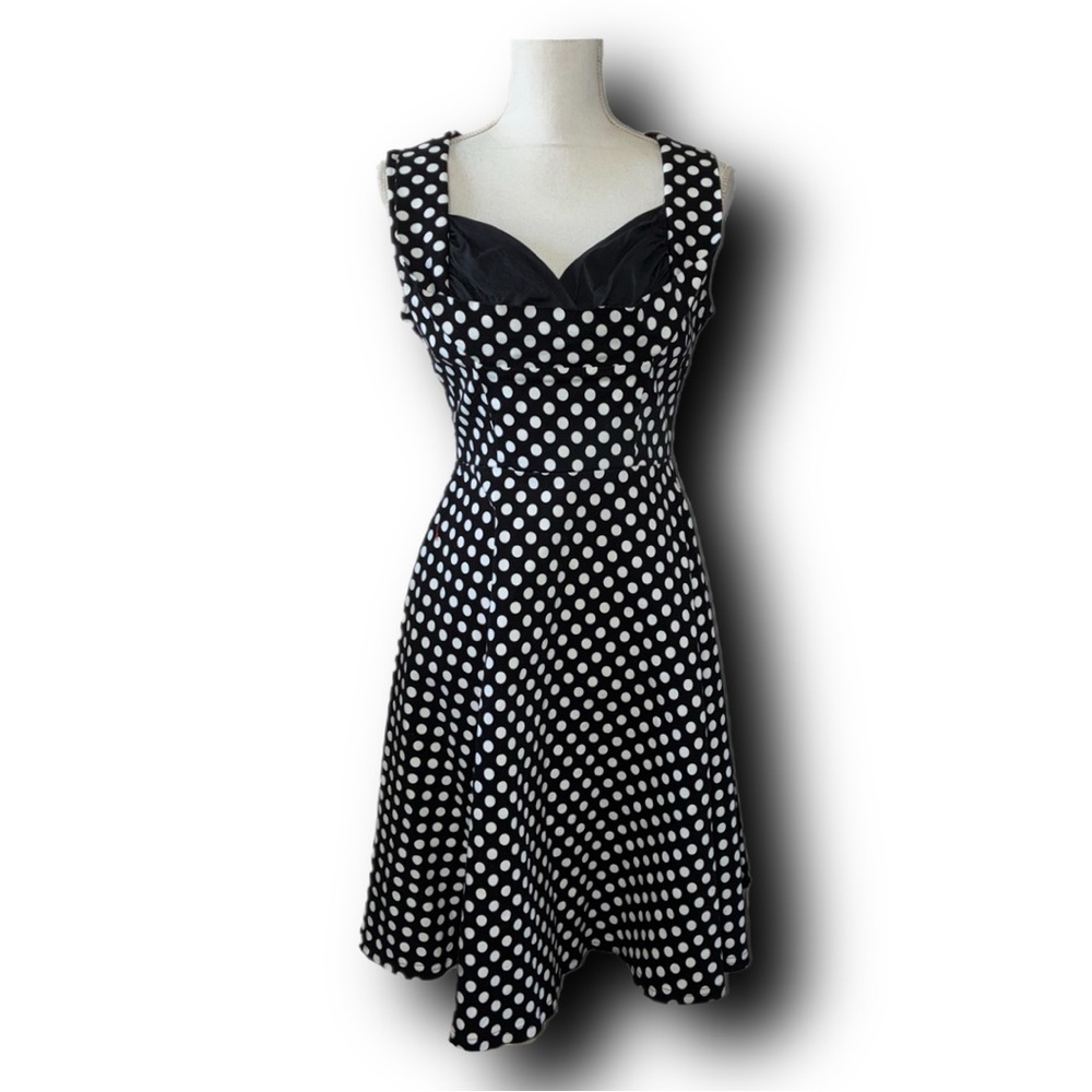 Miusol Retro Polka Dot Midi Dress Rockabilly Glam 40s 50s Vintage Vibe